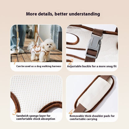 Horizontal Pet Carrier Bag – buckle, cushioned layer and strap details