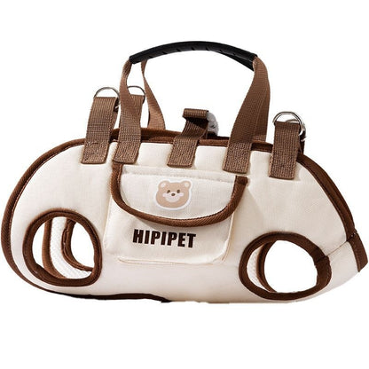 Horizontal Pet Carrier Bag – Cream & Brown