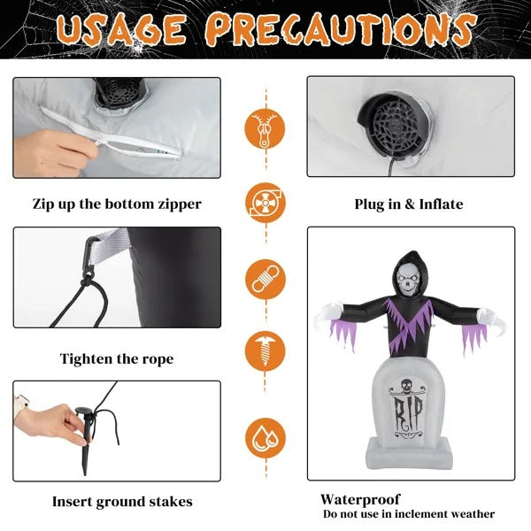 6 ft Inflatable Grim Reaper & Tombstone – setup steps