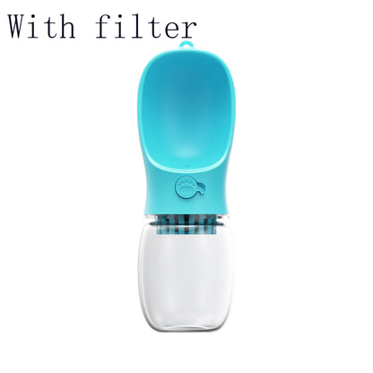 Leak-Proof Travel Pet Water Bottle – Blue with filter