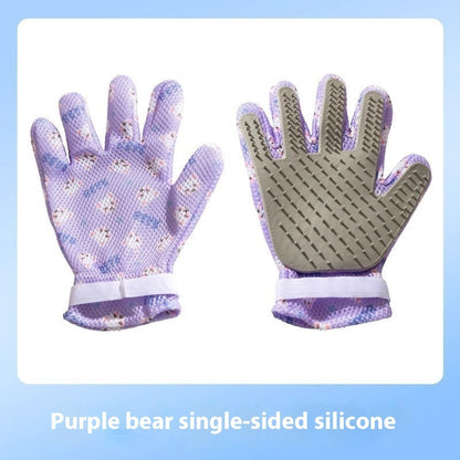 Double-Sided Grooming Gloves – Purple Bear Single side