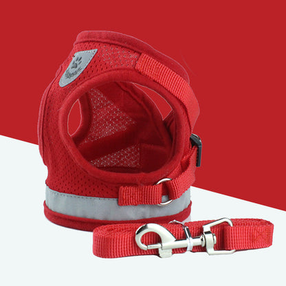 Breathable Mesh Harness & Leash Set – Red