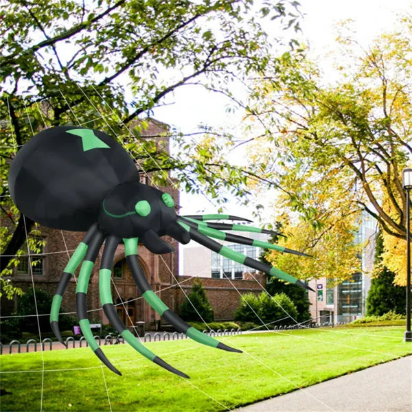 6 ft Inflatable Halloween Spider – in a tree-lined yard