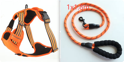 No-Pull Reflective Dog Harness – Orange set 2