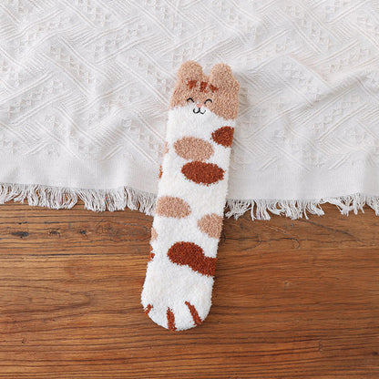 Cat Paw Fleece Socks – Dot Khaki