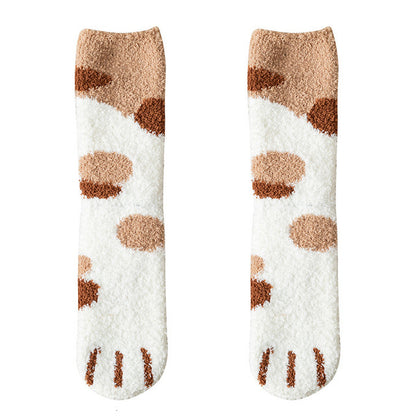 Cat Paw Fleece Socks – Dot coffee