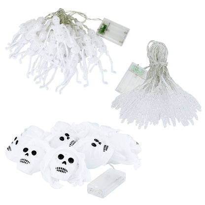 Halloween Skeleton, Skull & Hand String Lights – three strings unlit