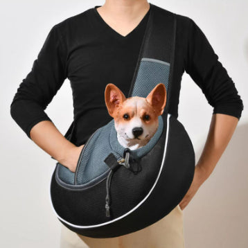 Breathable Crossbody Pet Sling – Black