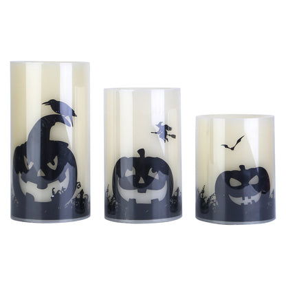 Halloween LED Candles with Timer – Pumpkins set in three heights