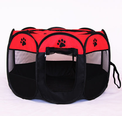 Foldable Octagonal Pet Playpen – Red