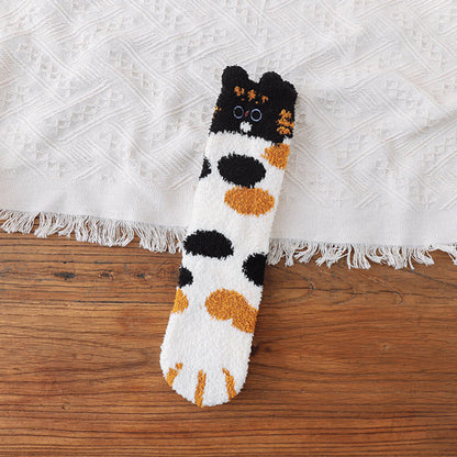 Cat Paw Fleece Socks – Dot black A