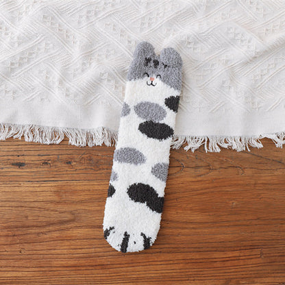 Cat Paw Fleece Socks – Dot gray A