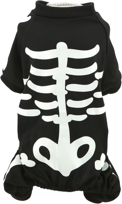 Glow-in-the-Dark Skeleton Pet Costume – jumpsuit front
