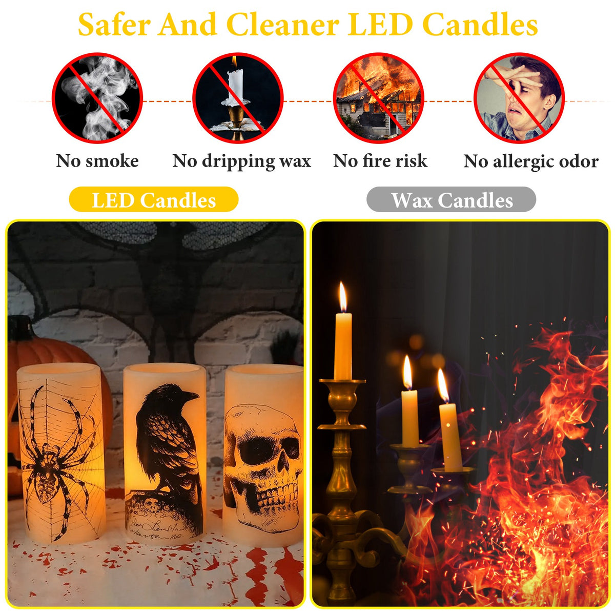 Halloween LED Candles with Timer – LED candles compared with wax candles