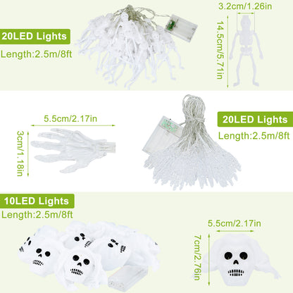Halloween Skeleton, Skull & Hand String Lights – string and bulb sizes