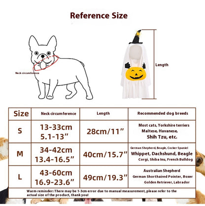 Pumpkin Ghost Pet Costume – size guide S, M, L