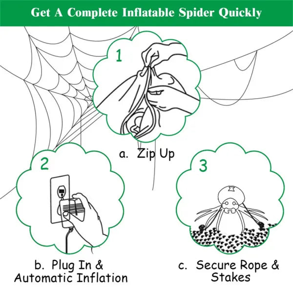 6 ft Inflatable Halloween Spider – setup steps