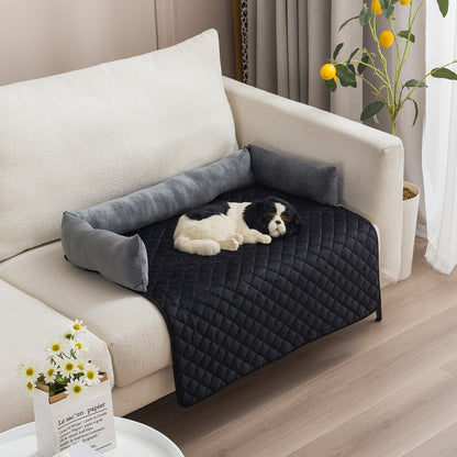 Furniture-Protecting Dog Sofa Bed – Gray and Black