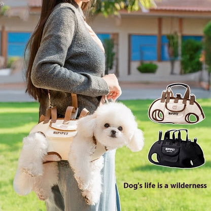 Horizontal Pet Carrier Bag – carried on the shoulder in the park