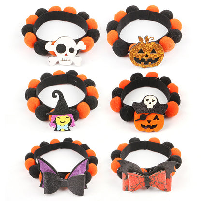 Halloween Pom-Pom Pet Collar – all six charm styles