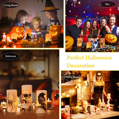 Halloween LED Candles with Timer – in a bar, bedroom and dining room
