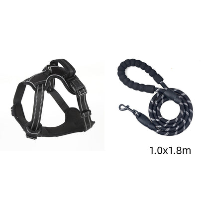 No-Pull Reflective Dog Harness – Black set
