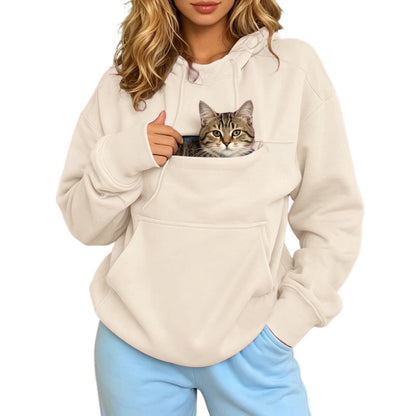 Cat Pocket Hoodie for Cat Lovers – Apricot