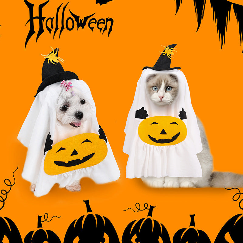 Pumpkin Ghost Pet Costume on a dog and a cat