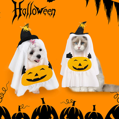 Pumpkin Ghost Pet Costume on a dog and a cat