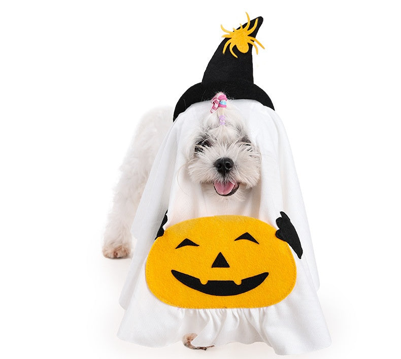 Pumpkin Ghost Pet Costume on a cat