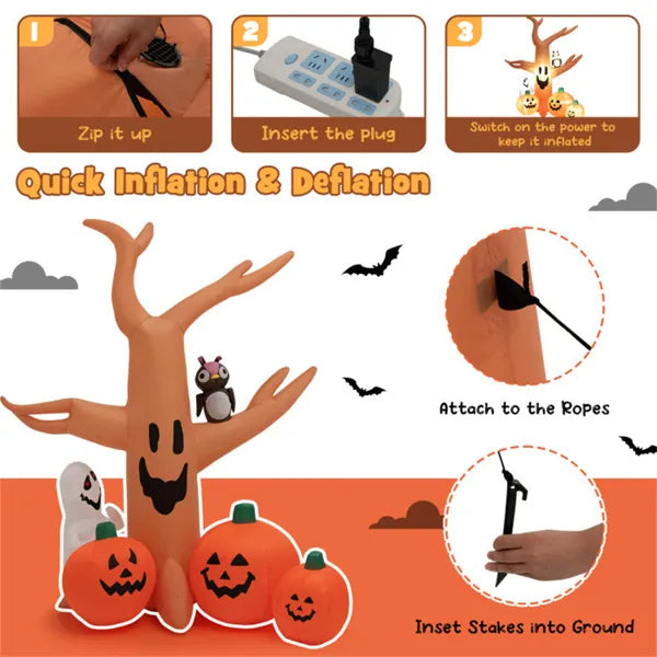 8 ft Inflatable Haunted Tree – quick inflation and deflation steps