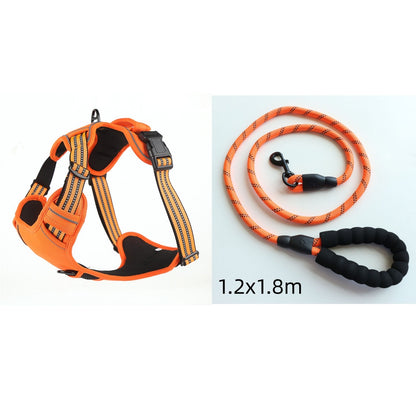 No-Pull Reflective Dog Harness – Orange set